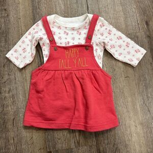 Rae Dunn by Magenta Baby Girl 0-3 Month Overall Dress  Fall Long Sleeve Jumper